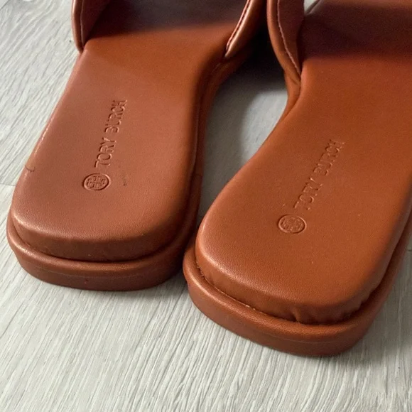 Tory Burch Tan Logo Slide Sandals - Picture 5 of 7